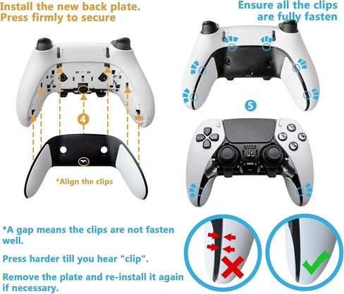 Replacement Back Cover Shell for PS5 DualSense Edge Controller – Repair Shell with Soft Rubber Grip, Snap-On Cam Design to Fix Peeling & Yellowing, White 1PCS, Great Gift for DSE Players Camera in Saudi Arabia