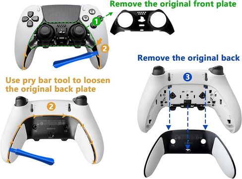 Replacement Back Cover Shell for PS5 DualSense Edge Controller – Repair Shell with Soft Rubber Grip, Snap-On Cam Design to Fix Peeling & Yellowing, White 1PCS, Great Gift for DSE Players Camera in Saudi Arabia