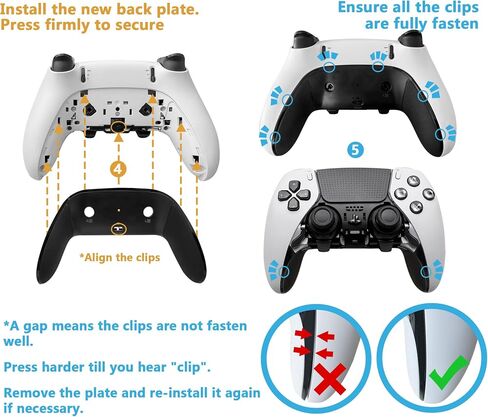 Replacement Back Cover Shell for PS5 DualSense Edge Controller – Repair Shell with Soft Rubber Grip, Snap-On Cam Design to Fix Peeling & Yellowing, Black 1PCS, Great Gift for DSE Players Camera in Saudi Arabia