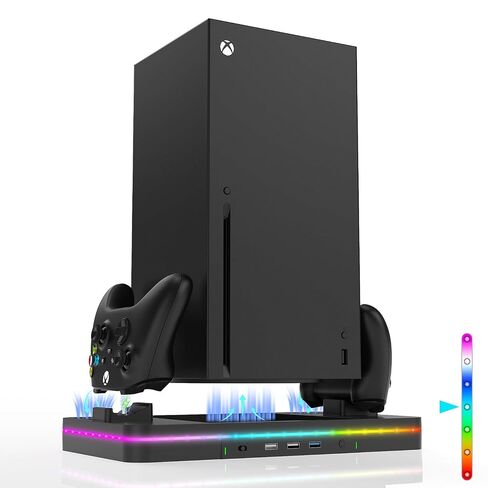 Charging Stand with Cooling Fan, CODOGOY Vertical Stand Compatible with Xbox Series X/S Console&Controller, Dual Controller Charger Station Dock with 3 USB Ports,2*1100 mAh Rechargeable Battery Packs in Saudi Arabia