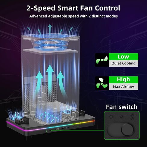 Charging Stand with Cooling Fan, CODOGOY Vertical Stand Compatible with Xbox Series X/S Console&Controller, Dual Controller Charger Station Dock with 3 USB Ports,2*1100 mAh Rechargeable Battery Packs in Saudi Arabia