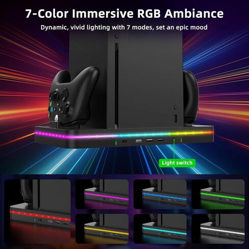 Charging Stand with Cooling Fan, CODOGOY Vertical Stand Compatible with Xbox Series X/S Console&Controller, Dual Controller Charger Station Dock with 3 USB Ports,2*1100 mAh Rechargeable Battery Packs in Saudi Arabia