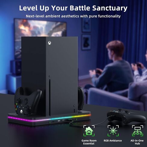 Charging Stand with Cooling Fan, CODOGOY Vertical Stand Compatible with Xbox Series X/S Console&Controller, Dual Controller Charger Station Dock with 3 USB Ports,2*1100 mAh Rechargeable Battery Packs in Saudi Arabia