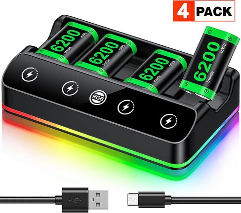 CYOYPPY Rechargeable Xbox Controller Battery Pack Charging Station,4x6200mWh Xbox Battery Pack with Fast Charging Station in Saudi Arabia