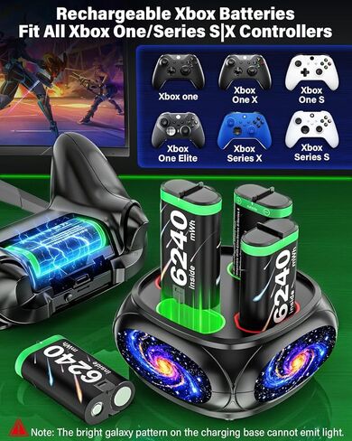 Rechargeable-Controller-Battery-Pack-for-Xbox Series S|X/Xbox One S/X/Elite | 4x6240mWh Battery Pack for Xbox Wireless Controller with Charger Station, Rechargeable Batteries for Xbox with Fast Charging in Saudi Arabia