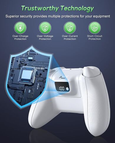 YUANHOT Rechargeable Controller Battery Pack for Xbox Series X/S | LED Digital Display, 2*1400mAh Batteries, Remote Play and Charge Kit, Accessory for Xbox Series X/S Controller, White in Saudi Arabia
