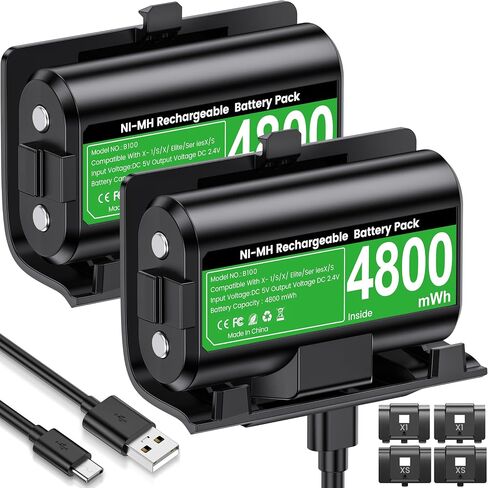 Svetaecho for Rechargeable Xbox Controller Battery Pack – 2x4800mWh Long-Lasting Battery with 4 Back Covers, USB-C Fast Charging Compatible with Xbox Series X|S / Xbox One / Elite Controller in Saudi Arabia