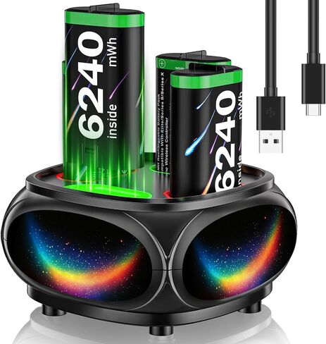for Xbox Controller Battery Pack for Xbox Series X|S/One/Xbox Elite | 4x6240mWh Batteries for Xbox Controller, Rechargeable Battery pack with Charger, for Xbox Batteery Pack with Fast Charging in Saudi Arabia