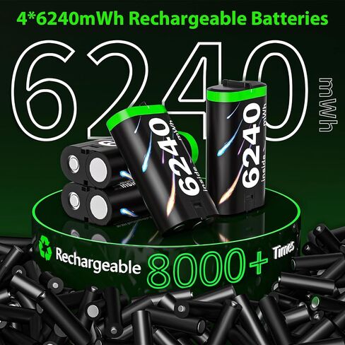 for Xbox Controller Battery Pack for Xbox Series X|S/One/Xbox Elite | 4x6240mWh Batteries for Xbox Controller, Rechargeable Battery pack with Charger, for Xbox Batteery Pack with Fast Charging in Saudi Arabia