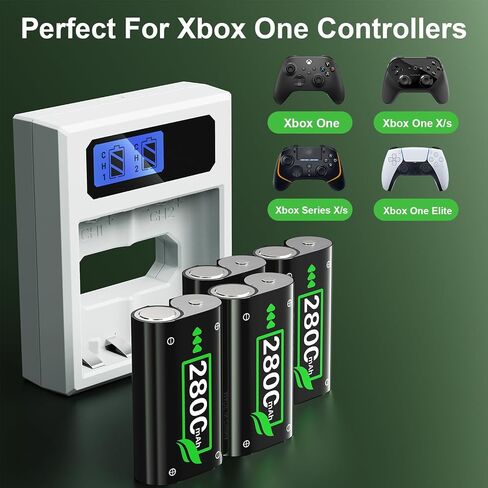 Battery Pack Charger for Xbox One, Equipped with 4 x 2800mAh Rechargeable Batteries and USB-C Charger Station,High Performance Battery Compatible with Xbox Series X|S, Xbox One S/X/Elite Controller in Kuwait