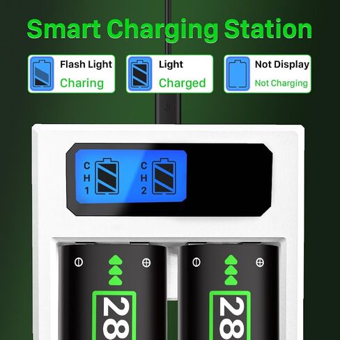 Battery Pack Charger for Xbox One, Equipped with 4 x 2800mAh Rechargeable Batteries and USB-C Charger Station,High Performance Battery Compatible with Xbox Series X|S, Xbox One S/X/Elite Controller in Kuwait