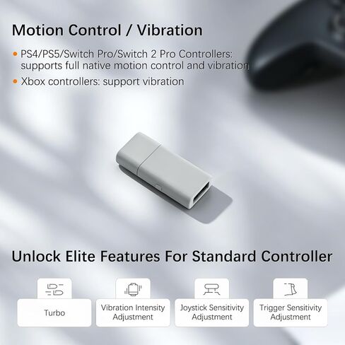 GuliKit Goku 2 Wireless Adapter for Switch 2 Pro/PS5/PS4/Xbox Controllers | Hyperlink 2 low latency.Works for Windows,Android,SteamOS,PS4,X box One/Series X/S,Switch1/2 Console,Mapping,Motion&Vibration in Saudi Arabia
