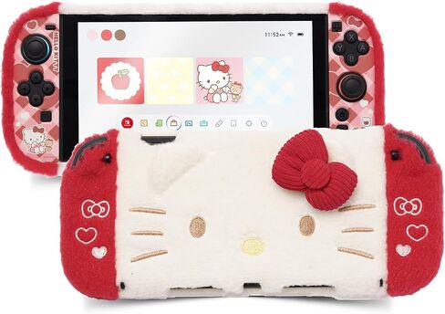 Kuitmor Plush Protective Case for Switch OLED,Kawaii Hard PC Slim Cover Case Compatible with Switch OLED Console and Joystick - HLK in Saudi Arabia