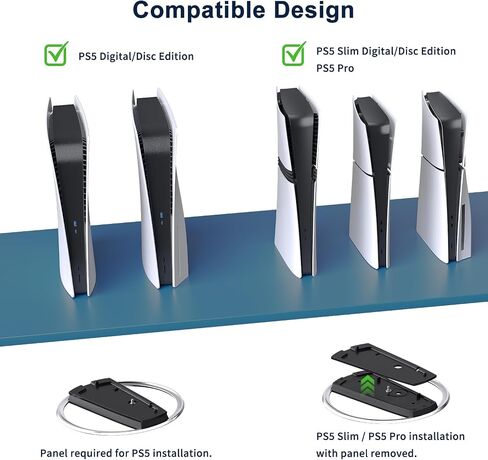 PS5 Pro Vertical Stand, Base para for PlayStation 5, Black Vertical Console Brackets with Anti-Slip Pads, Space Saving Console-Stand, PS5 Accessories, Aluminium Alloy Bracket in Saudi Arabia