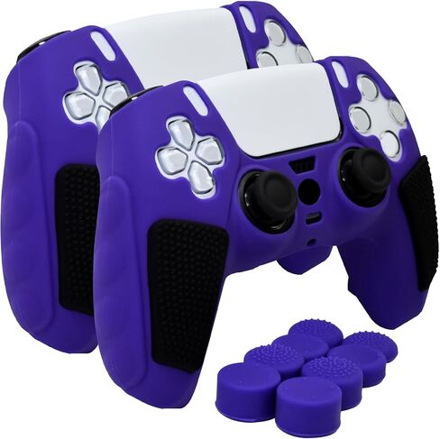 Anti-Slip Black PS5 Controller Skin,Soft Thicken Studded Protective Silicone Cover Skin Grips Compatible with PS5/Slim/Pro Controller and 8 PCS Thumb Grips Caps. in Saudi Arabia