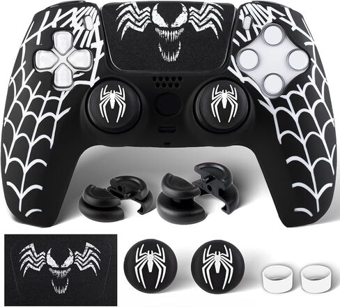 ملصق غطاء جلدي من السيليكون × 1 ومقابض موسع × 2 لوحدة تحكم PS5 Venom Web in Kuwait