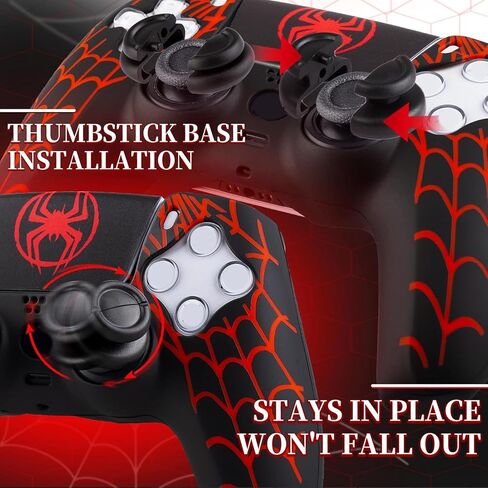 Silicone Skin Cover Sticker x 1 & Extender Grips x 2 for PS5 Controller Spider Web in Kuwait