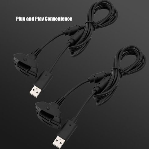 كابل شحن USB متوافق مع وحدة التحكم اللاسلكية Microsoft Xbox 360 / Xbox 360 Slim، قطعتان من سلك اللعب والشحن بطول 6 أقدام in Kuwait