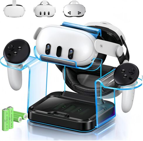Charging Dock for Oculus Meta Quest3/ 3S / 2, VR Headset Charging Station with Adapter,USB A to C Cable and 4 Rechargeable Replacemnt Batteries (Charging Dock for Quest3/3S/2) in Saudi Arabia