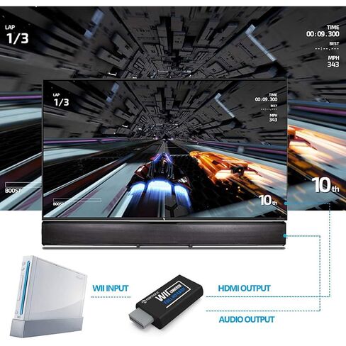 PORTHOLIC Wii to HDMI Converter 1080P with 5ft High Speed HDMI Cable Wii2 HDMI Adapter Output Video&Audio with 3.5mm Jack Audio, Support All Wii Display 720P, NTSC, Compatible with Full HD Devic in Saudi Arabia