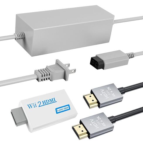 LA NREUCETS 3 in 1 Wii to HDMI Converter, Come with Power Cord AC Adapter Supply and 4.92FT High Speed HDMI Cable Accessories Bundle Kits(Not for Wii U) in Kuwait