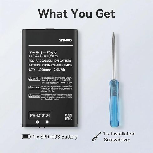3DS XL Battery, 1900mAh Ultra High Capacity SPR-003 Li-ion Battery Replacement for Nintendo New 3DS XL/ 3DS LL/New 3DS LL Game Console– 2026 Upgraded, Powerful, Long-Lasting in Kuwait