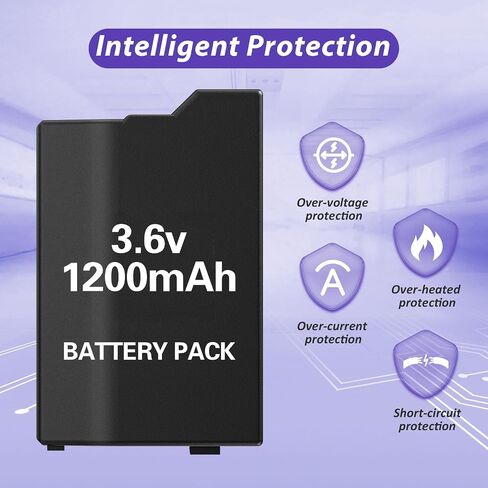KEKUCULL 2Pcs Rechargeable Battery Pack Replacement for PSP 2000/3000/Lite/Slim Console, Real Capacity 1200mAh Lithium Polymer Batteries for PSP 2001/3001 in Kuwait