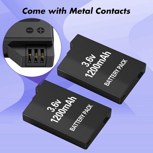 KEKUCULL 2Pcs Rechargeable Battery Pack Replacement for PSP 2000/3000/Lite/Slim Console, Real Capacity 1200mAh Lithium Polymer Batteries for PSP 2001/3001 in Kuwait