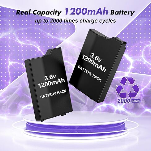 KEKUCULL 2Pcs Rechargeable Battery Pack Replacement for PSP 2000/3000/Lite/Slim Console, Real Capacity 1200mAh Lithium Polymer Batteries for PSP 2001/3001 in Kuwait