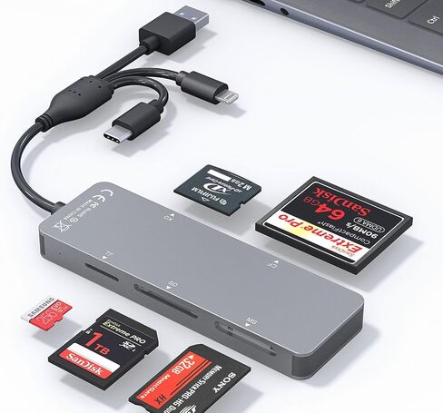 Memory Stick Pro Duo Adapter - 4 in 1 SD/TF/MS/XD Card Reader Digital Camera Adapter for Sony Cybershot SD Card, Lightning/USB-C/USB-A XD-Picture-Card Reader for iPhone 16/15/14/iPad/PC/Android/MAC in Saudi Arabia