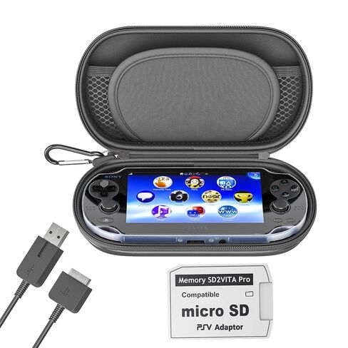 3 in 1 Kit for PSVita Case, PS Vita Case - 1 Pack | Includes Charging Cable & Micro SD Memory Card Adapter Compatible with PS Vita 1000/2000 3.6 or HENkaku System in Kuwait