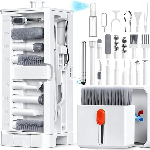 Inesore 32 in 1 Phone Cleaning Kit for iPhone AirPods MacBook Earbuds-White | Full Set of Multi-Size Tips, Wide Application, All-in-One Layered Storage, Tidy Accessory Storage, Dual Wet & Dry Clean Modes in Saudi Arabia