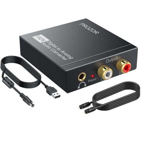 PROZOR 192Khz Digital to Analog Audio Converter Support 5.1CH Optical to RCA Converter with Magnetic Ring Power Cord Digital Toslink SPDIF to Analog L/R RCA 3.5mm Adapter for HDTV Blu-Ray DVD PS3 PS4 in Saudi Arabia