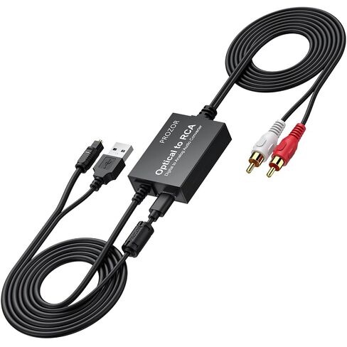 PROZOR 192KHz Digital to Analog Audio Converter 7ft/2.1m Cable Optical to RCA Adapter Built-in Audio Amplifier Chip DAC Digital Audio Converter SPDIF Toslink to RCA for HDTV Amp Blu-Ray DVD PS3 PS4 in Saudi Arabia
