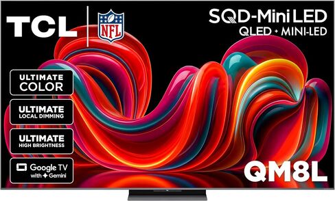 TCL 75 Inch Class QM8L Series | SQD-Mini-LED QLED Smart TV | 75QM8L, 2026 Model | 144Hz | Ultimate Color Brightness & Contrast | Google AI Bang & Olufsen | Voice Control Gaming Streaming Television in Saudi Arabia