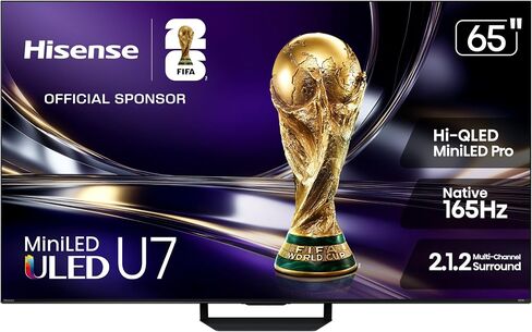 Hisense 55" U7 Mini-LED ULED 4K UHD Best Premium Gaming Google Smart TV (55U7SG, 2026 NEW) - Hi-QLED, Native 165Hz, VRR 330, HDR10+, Dolby Vision IQ·Atmos, IMAX Enhanced, Anti-Reflection, 2.1.2 Ch in Kuwait