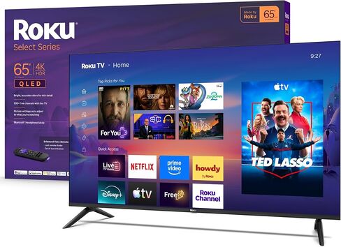 Roku 55-Inch Select Series Smart TV 2026-4K QLED TV - Roku TV | Flat Screen QLED Television with Voice Remote, Wi-Fi & Bluetooth Headphone Mode - Streaming Live Local News, Sports, & Movies in Kuwait
