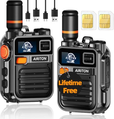 (Lifetime Free) AIRITON Walkie Talkies Fast Radio Unlimited Range Nationwide Long Distance Handheld 4G LTE POC Two Way Radio Push to Talk Over Cellular Radio Long Range Walkie talkie (3 with SIM Card) in Saudi Arabia