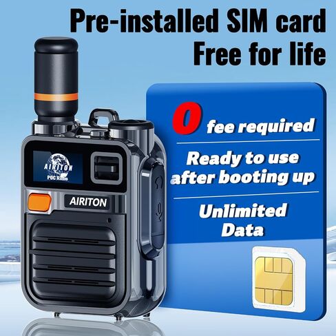 (Lifetime Free) Airiton Walkie Talkies Fast Radio Unlimited Range Nationwide Long Distance Handheld 4G LTE POC Two Way Radio Rapid Push to Talk Over Cellular Radio Long Range (2 with SIM Card) in Saudi Arabia