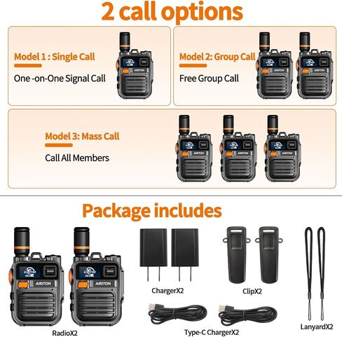 (Lifetime Free) Airiton Walkie Talkies Fast Radio Unlimited Range Nationwide Long Distance Handheld 4G LTE POC Two Way Radio Rapid Push to Talk Over Cellular Radio Long Range (2 with SIM Card) in Saudi Arabia