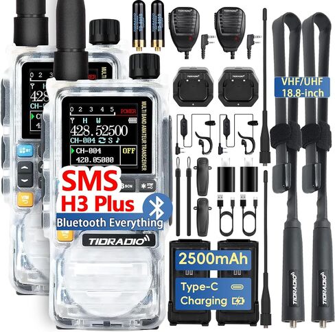 TIDRADIO TD-H3 Plus Ham Radio Handheld, Bluetooth-Headphone-connectable,Wireless Programming, Multi-Band Walkie Talkies Long Range NOAA Emergency Weather Radios for Survival Gear Hunting Green 2 Pack in Kuwait