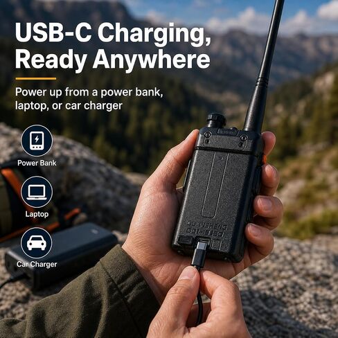 Baofeng UV-5R Dual Band Two Way Radio, Upgraded Type-C Direct Charging for Power Bank & Car Support, High Power Long Range Handheld Transceiver for Hiking & Emergency in Saudi Arabia