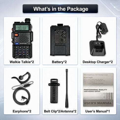 Baofeng UV-5R Dual Band Two Way Radio, Upgraded Type-C Direct Charging for Power Bank & Car Support, High Power Long Range Handheld Transceiver for Hiking & Emergency in Saudi Arabia