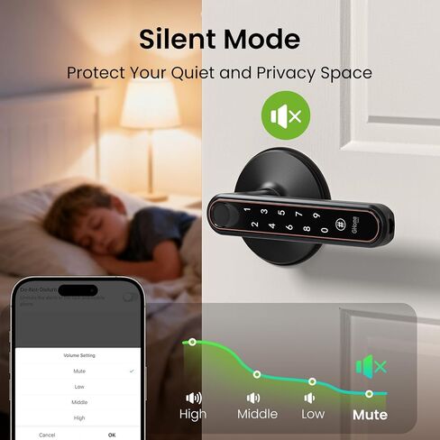 GHome Smart Fingerprint Door Knob with Lock, 4-in-1 Door Lock for Bedroom | Fingerprint Door Lock with Keypad, App Control, Auto Lock, Keyless Entry Door Lock with Handle, Biometric Door Knob for Home in Saudi Arabia