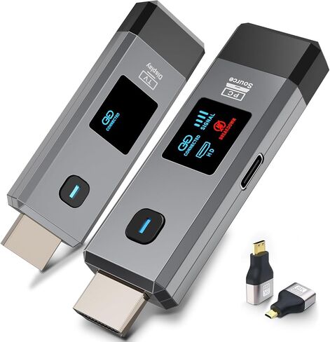Wireless HDMI Transmitter and Receiver 328ft/100m Extender 1080P Output | Ultra HD 4K Decode Input Plug&Play Portable 2.4G/5.8G for Video and Audio to Monitor from PC/Projector/TV Box LED Display in Kuwait