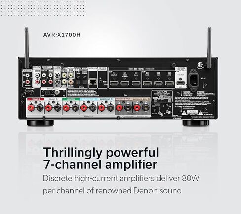 دينون AVR-X1700H جهاز استقبال AV 7.2 قناة - 80 وات / قناة، HEOS مدمج | فيديو HDMI متطور 8K مع eARC، Dolby Atmos، DTS:X، التحكم الصوتي Amazon Alexa in Kuwait