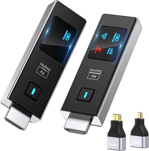 2026 New Wireless HDMI Transmitter and Receiver, 360FT/110M Extender 4K Decode 1080P@60Hz Output with LED Display, Plug&Play 5.8+2.4G Streaming Video/Audio from PC/Laptop/TV Box to Monitor in Kuwait