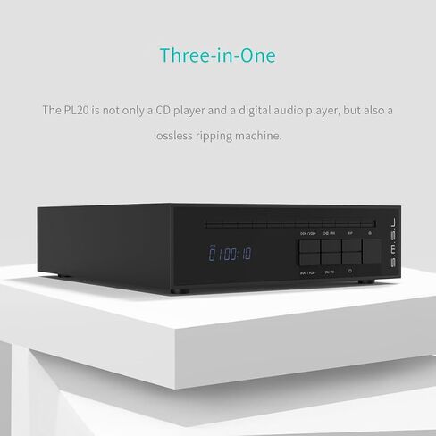 SMSMSL PL20 CD Player CS43131×2 Chip CD Ripper Bluetooth USB Ripping Silver | USB Drive/Bluetooth Input RCA/3.5mm/4.4mm Headphone/Optical/Coaxial/BT Output with Remote Control for Home Audio/Car/Amp in Saudi Arabia