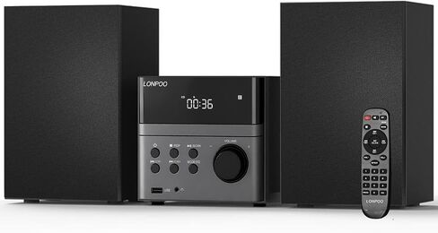 Compact Stereo System Speakers with CD Player, Bluetooth, FM Radio, Aux-in, USB-in, Earphone Jack, DSP-Tech, Remote, 30W Crisp-Sound Shelf Stereo System for Home (LP-886) in Saudi Arabia