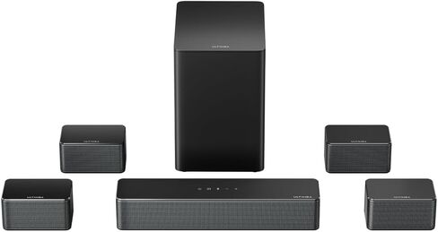 ULTIMEA 5.1 Sound Bar for Smart TV, Virtual Surround, Stereo Shelf System | 320W Peak Power, Adjustable Surround Speakers and Subwoofer, APP Control, Home Theater Soundbar Poseidon D50(2026 New Model) in Kuwait